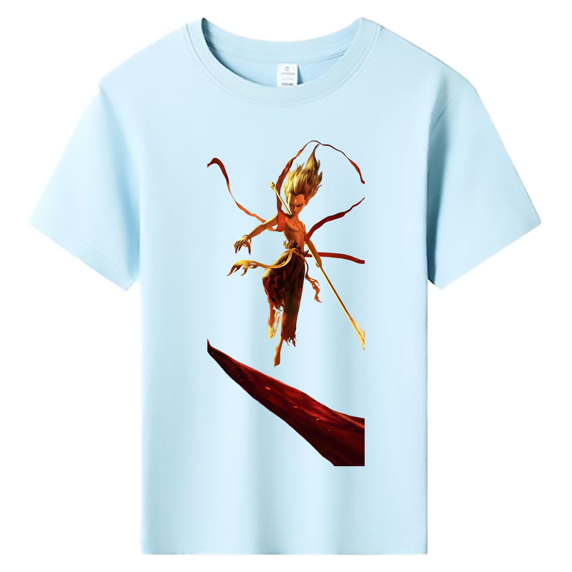 （画像用） Ne Zha 2 ナタ 魔童の大暴れ 綿100％キッズTシャツ（フロントプリント）
